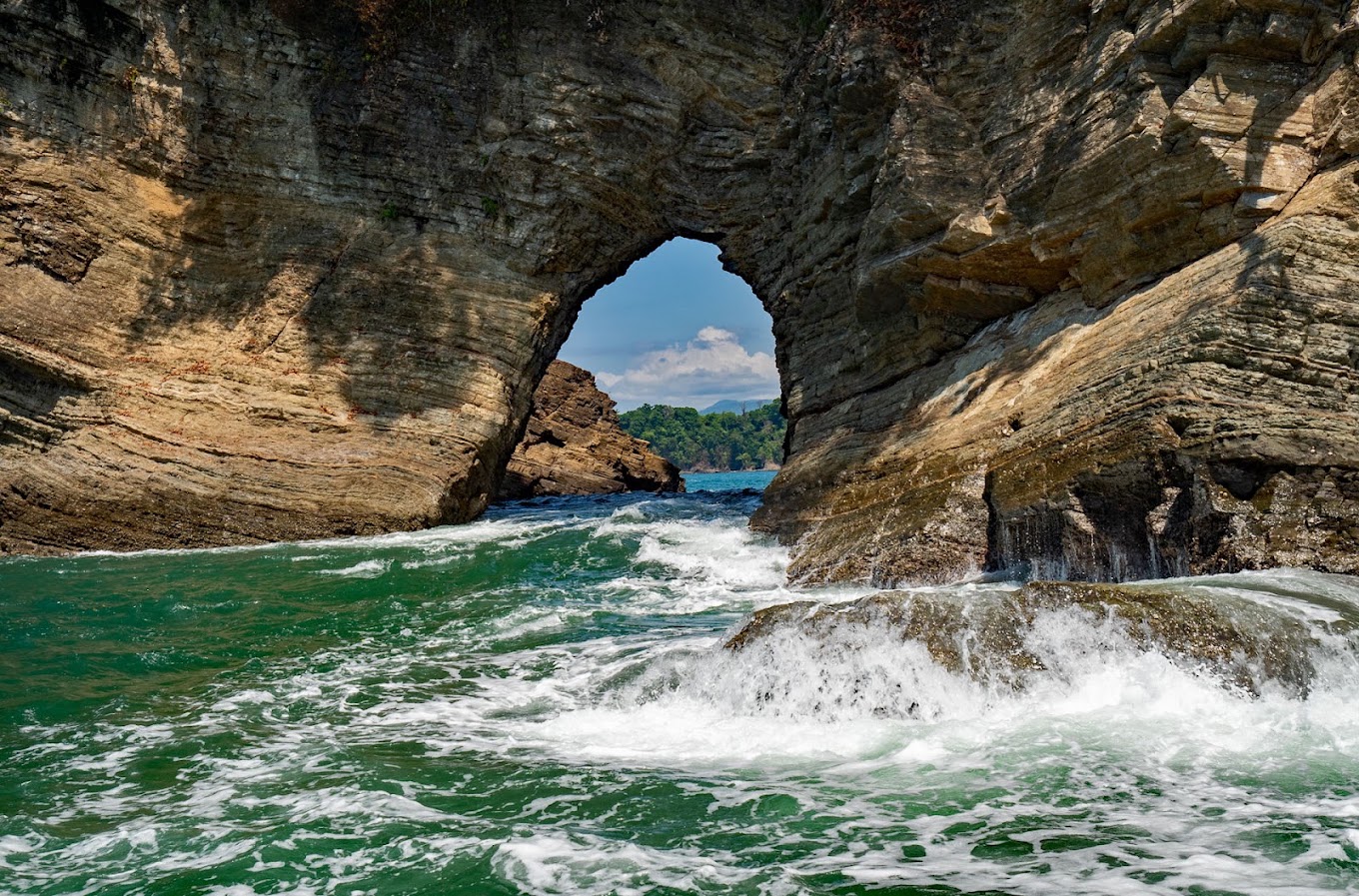 Natural sea arch on the Costa Rica Pacific coast near Uvita